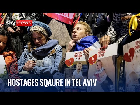 Hostage Square in Tel Aviv as Hamas is accused by Israel of handing over a Gazan woman’s body