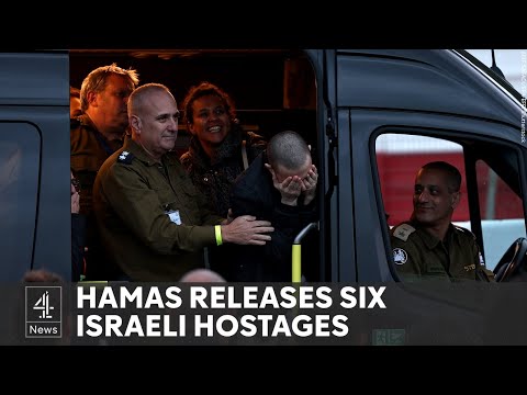 Hamas frees six Israeli hostages, as Palestinian prisoner release delayed