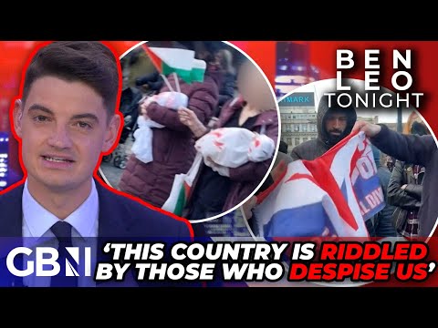 THOUSANDS of ‘Hamas sympathisers’ line UK streets to TEAR Union flags and mock dead infant hostages