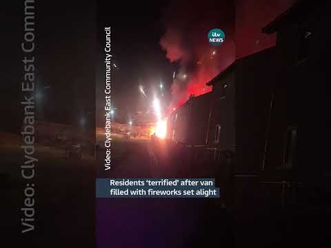 Residents ‘terrified’ after van filled with fireworks set alight #itvnews #fireworks #explosion