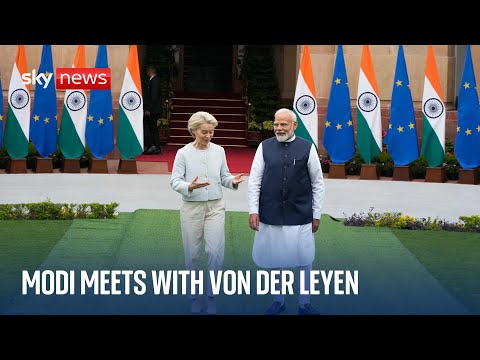 Indian PM Narendra Modi meets with Ursula von der Leyen in New Delhi