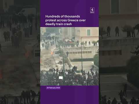 Thousands protest across Greece on anniversary of deadly train crash