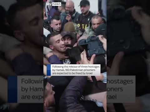 Cheering crowd welcomes Palestinian prisoners