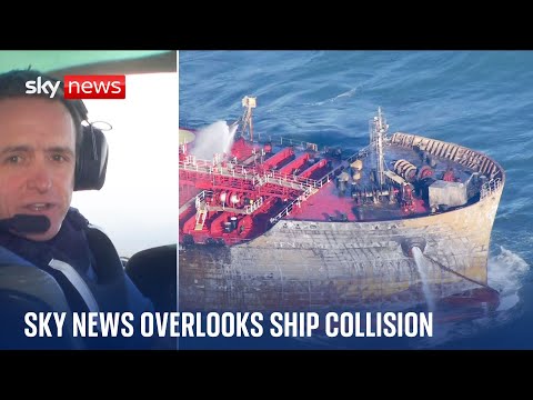 Sky News takes to the skies to assess North Sea ship collision
