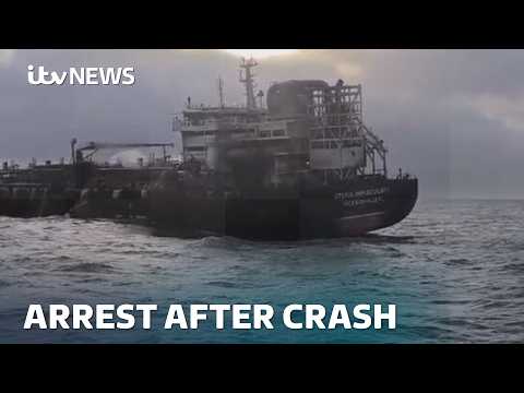 Man arrested on suspicion of manslaughter after tanker and cargo ship crash in North Sea | ITV News