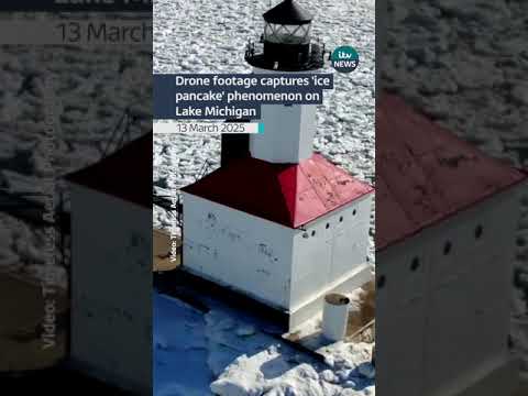 Drone footage captures ‘ice pancake’ phenomenon on Lake Michigan #itvnews