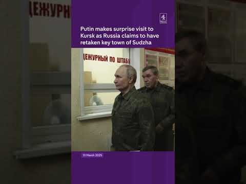 Putin makes surprise visit to Kursk as Russia claims to have retaken key town of Sudzha