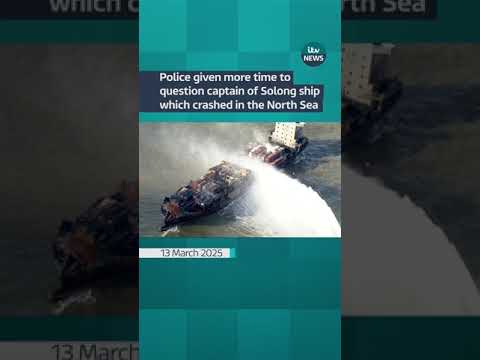 Police have been given more time to question the captain of a cargo ship which crashed in North Sea.