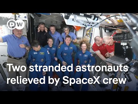 SpaceX capsule docks at Int’l Space Station, replacing two stranded NASA astronauts with new crew