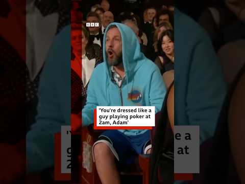 Adam Sandler was up for a bit of drama at the Oscars. #Oscars #BBCNews