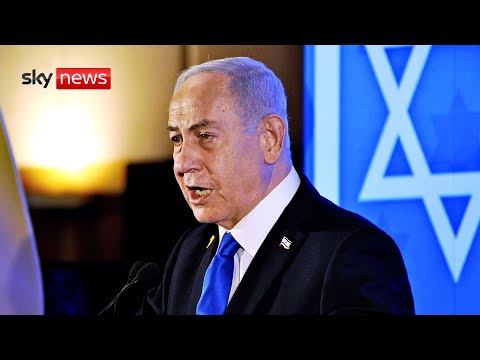 Benjamin Netanyahu delivers speech following airstrikes in Gaza