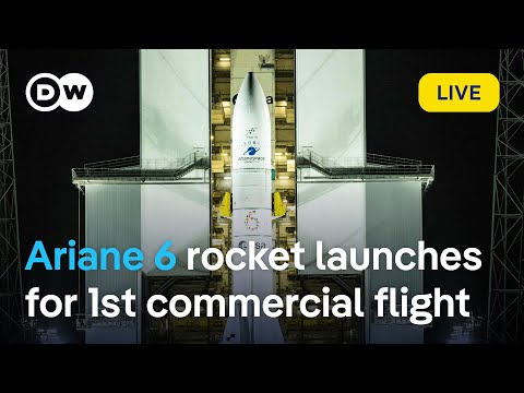 Europe’s heavy-lift Ariane 6 rocket launches to make first commercial flight | DW News
