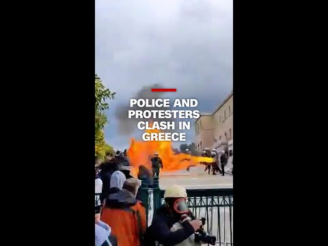 Police and protesters clash in Greece on anniversary of deadly train crash
