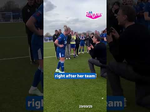 Everton’s Rikke Madsen celebrated both winning against Crystal Palace and getting engaged #itvnews