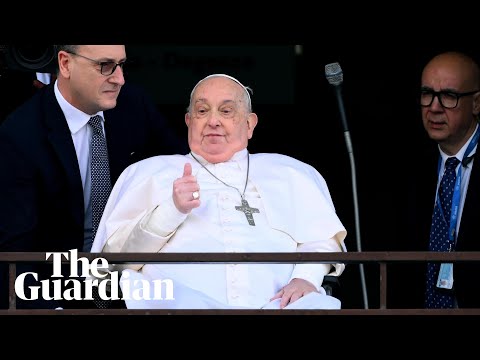 Pope appears at hospital window in first public appearance in five weeks