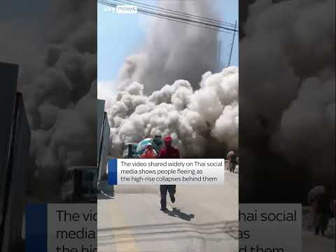 Moment building collapses in Bangkok earthquake