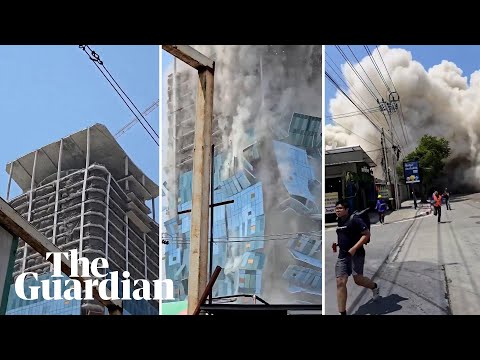 Moment skyscraper under construction collapses in Bangkok after earthquake