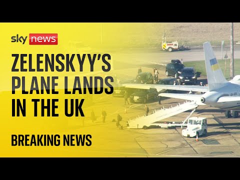 Volodymyr Zelenskyy’s plane lands in UK ahead of major summit in London