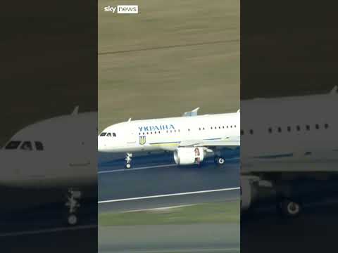 Zelenskyy’s plane lands in UK