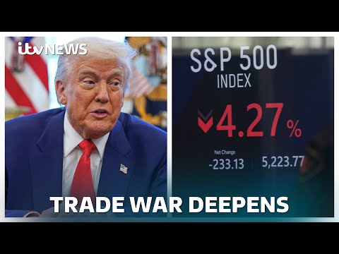 US markets fall again despite tariffs pause, as trade war with China deepens | ITV News