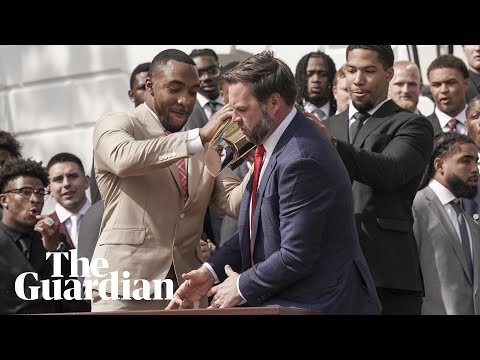JD Vance fumbles football team’s championship trophy at White House