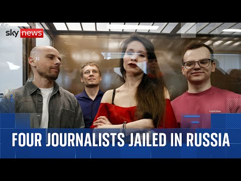 Russian journalists accused of working with Alexei Navalny jailed for more than five years each