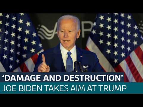 ‘So much damage and destruction’: Biden criticises Trump in first public speech since leaving office