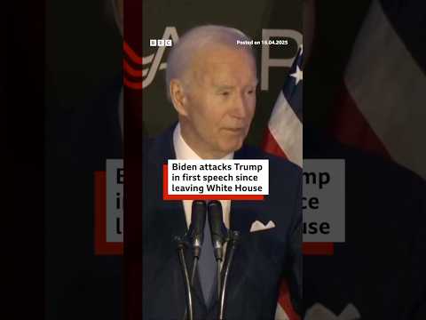 Joe Biden attacks Donald Trump in first speech since leaving White House. #BBCNews