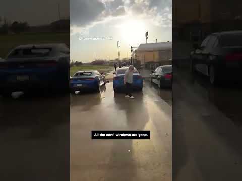 Hail smashes hotel’s windows