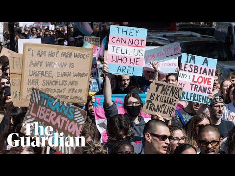 Thousands protest for trans rights in London after supreme court ruling