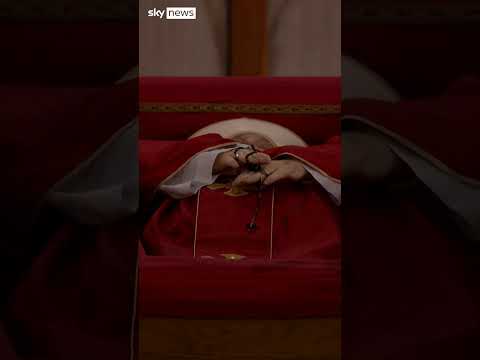Vatican releases first images of Pope Francis in his casket