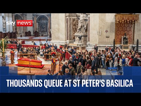 Watch as thousands queue for second day of public viewing of Pope Francis