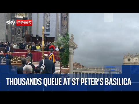 Tens of thousands queue for second day of public viewing of Pope Francis