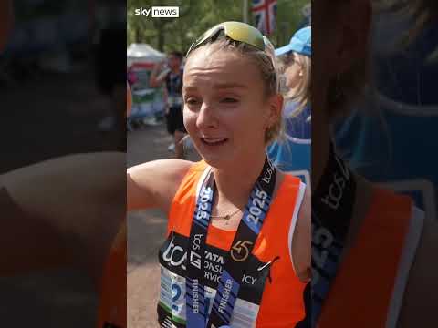 London Marathon runner reacts to achieving personal best in race