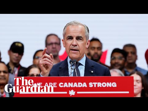 Mark Carney vows to fight Donald Trump in rousing Canada election victory speech