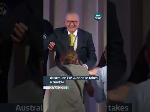 Australian PM Anthony Albanese took a tumble on stage during an election campaign stop | ITV News