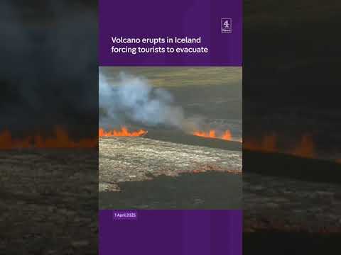 Volcano erupts in Iceland forcing tourists to evacuate