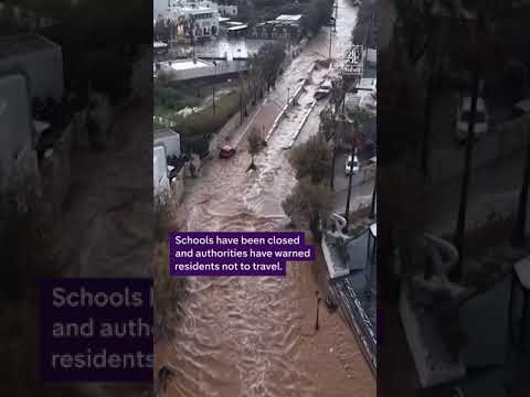 Flash flooding on Greek Island of Paros