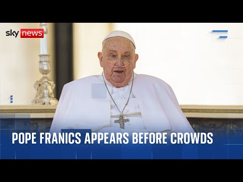 Pope Francis appears before crowds in Vatican after hospital release
