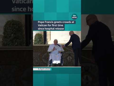 Pope Francis greets crowds at Vatican for first time since hospital release| ITV News  #itvnews