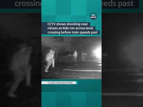 A CCTV captured footage of children misusing a level crossing #itvnews