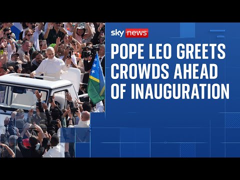Pope Leo XIV greets crowds at St Peter’s Square ahead of inauguration mass