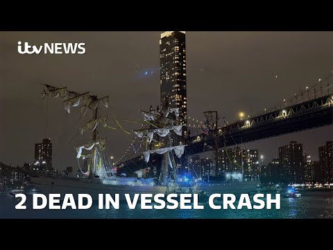 Two dead after Mexican navy ship crashes into New York’s Brooklyn Bridge | ITV News