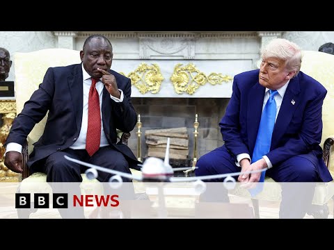 Trump ambushes South African president in Oval Office with claims of ‘white persecution’ | BBC News