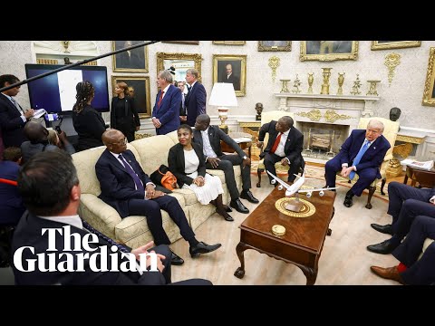 Donald Trump ambushes South Africa’s president with video falsely claiming white genocide