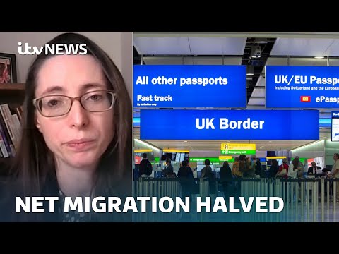 Net migration to UK halved in previous year, figures show | ITV News