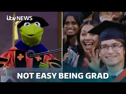 ‘Leap into life’: Kermit the Frog captivates crowd at graduation ceremony | ITV News