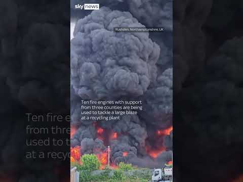Huge plume of smoke from recycling plant fire