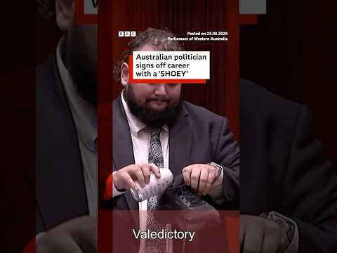 Australian politician signs off career with a ‘shoey’. #Australia #BBCNews