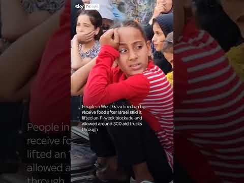Palestinians line up for food in Gaza